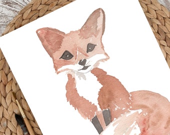 Nursery prints, nursery decor, nursery art, nursery wall art, instant download, PRINTABLES, DIGITAL DOWNLOAD,  Woodland Fox, Watercolor