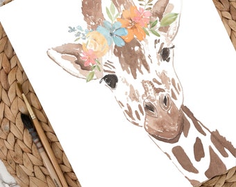 DIGITAL DOWNLOAD, Woodland Animal Prints, Nursery Printable Wall Art, Forest Animal Nursery Decor, Watercolour Giraffe Deer Fox Prints,