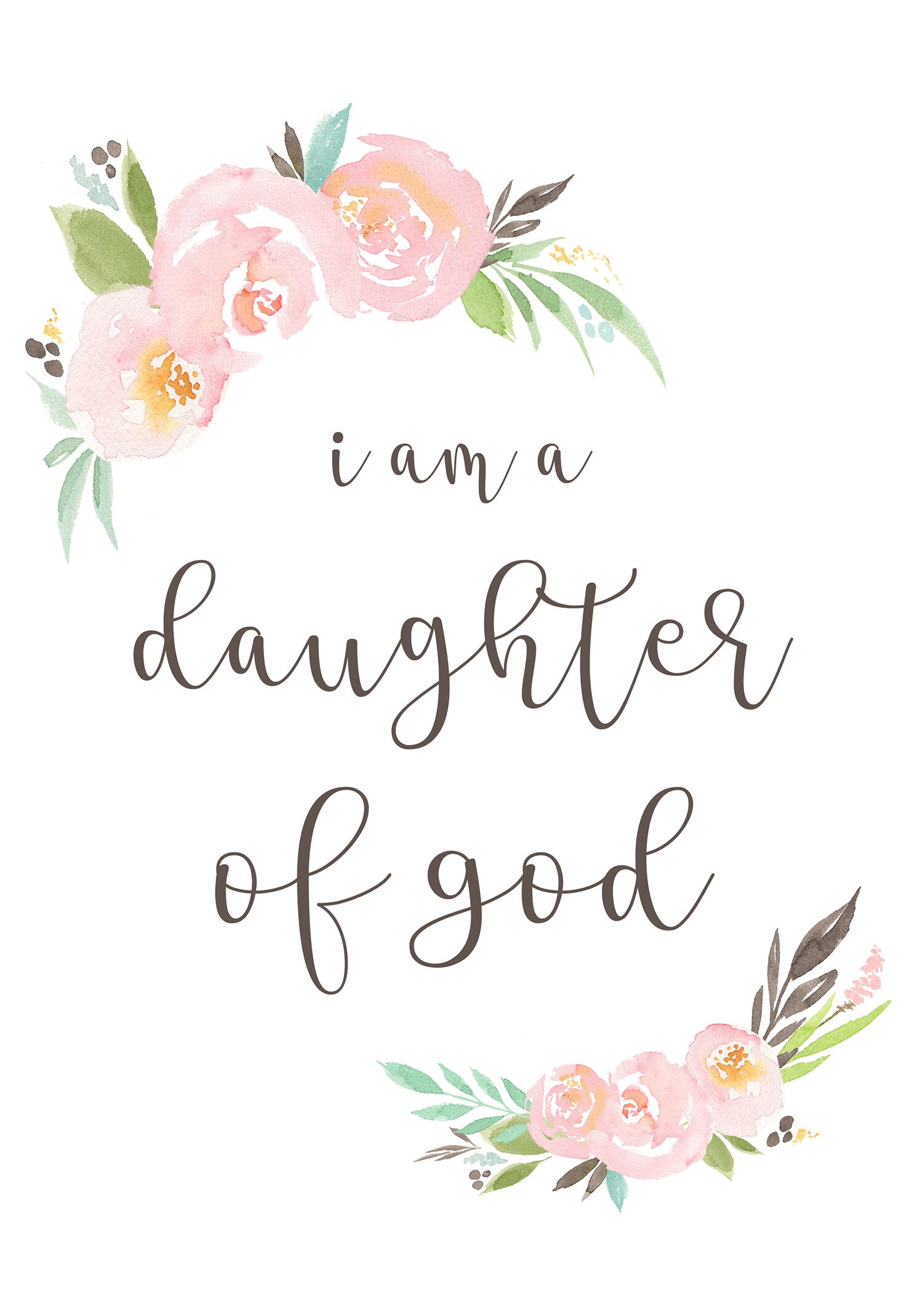I am daughter of God LDS quote Child of God Watercolor Etsy