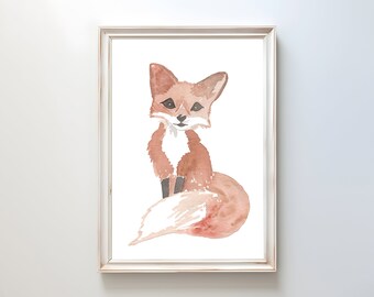 Fox Woodland Print | Watercolor | wall art | nursery