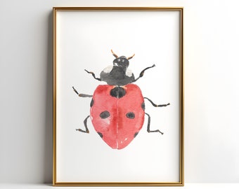 Lady bug | Watercolour Painting | Watercolor Print | Home Decor | Wall Art | Art |