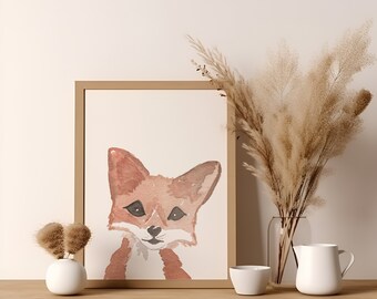 Fox Woodland Print | Watercolor | nursery decor | nursery wall art