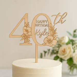 40th Birthday Cake Topper/ Customized Happy 40th Birthday Cake Topper /Personalized Anniversary Cake Topper/ Party Decor/ Party Supplies