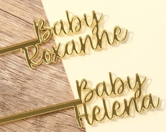 Personalisierte Acryl-Rührstäbchen (15 cm), individuell gestaltbar, mit Namen versehen, Cocktailrührstäbchen, Glasrührer, ideal für Babypartys