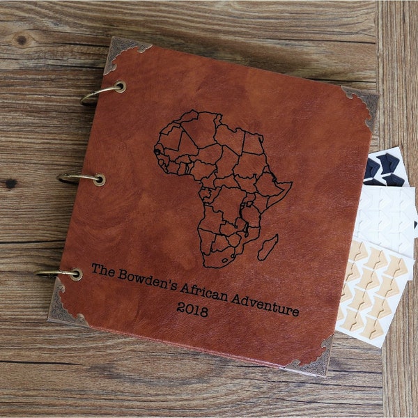 10x10 inches Africa  Travel Map  Photo Album /Our Adventure Book/personalized Wedding Guest Book/weddinng photo album