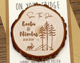 Rustikale Holz-Save the date Magnete, Hochzeit Save the date, personalisierte Hochzeit Gefälligkeiten, rustikale Hochzeit Holzscheibe, Hochzeitsgeschenke für Gäste