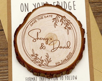 Personalized Flora wedding Save the date magnet,Wood magnet with flowers,wedding favors, Rustic wedding Magnets, Wooden Gifts for guests