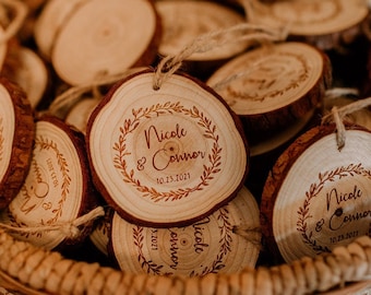 Custom Wedding favors tags bulk for rustic wedding,wedding favor ornaments,Personalized wood wedding favor tags, Engraved wedding favor tags