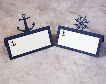 Nautical Place Cards Seat Cards Anchors Baby Shower Nautical Wedding Anchor Escort Cards Rope Placecards Food Label Tents -6order