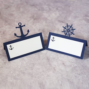 Maritime Tischkarten/Tischkarten für das maritime Fest/Maritime Hochzeit am Strand/Maritime Tischkarten/Geburtstagskarte Junge/blaue Tischdeko/Hochzeitsdeko am Strand/Beige