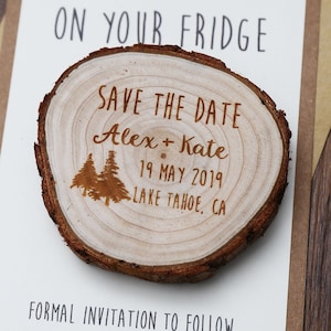 Personalisierte Bäume mit Namen Holz Save the date Magnete, rustikale Hochzeitsmagnete, rustikale Hochzeitsmagnete, rustikaler Hochzeitsmagnet
