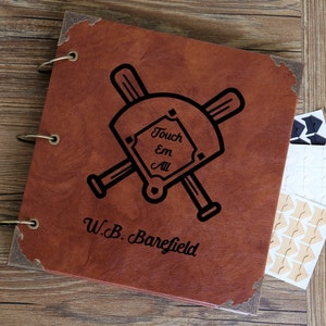 Album fotografico a forma di diamante da baseball da 10x10 pollici / Libro degli ospiti personalizzato a tema baseball / Album fotografico scolastico