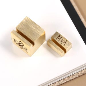 Mini Gold Brass Card Holders, Custom Engraved Wedding Card Stands, Place Card Holder, Table Number Stand, Invitation Stands, Wedding decor