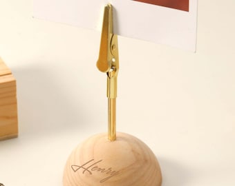 Natural Wood Card Clip ,Custom Engraved Wood Card Stands, Table Number Holders, Picture Stands, Wedding Decor, Wedding Table Stands