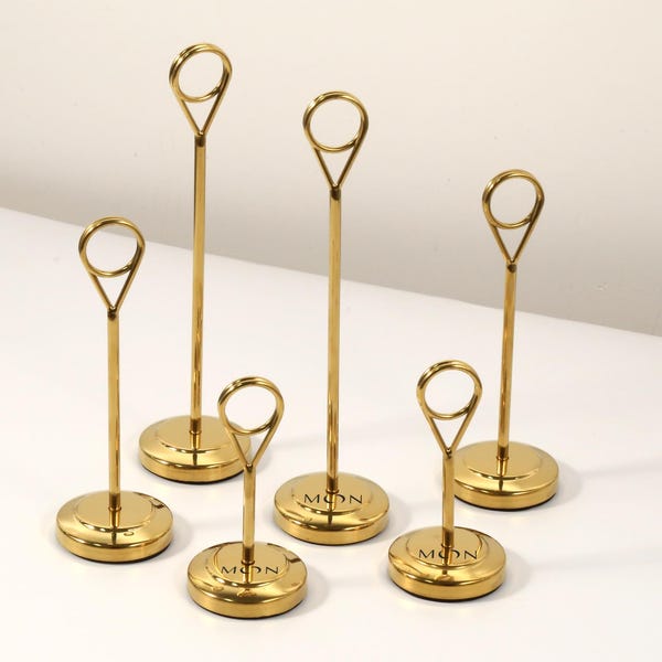 Prendedores de Cartões Dourados, Elegantes Suportes de Cartões em Latão, Suporte para Números de Mesa de Casamento, Suportes de Exibição em Aço Inoxidável, Prendedores de Cartões, Suportes para Fotos, Decoração de Casamento