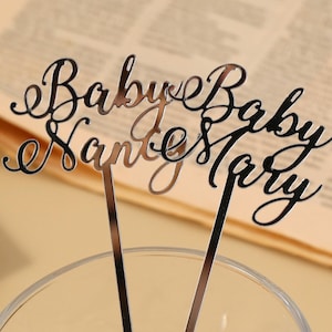 Custom Drink Stirrer for Baby Shower, 15cm Acrylic Drink Stirrers, Personalized Drink Stirrer, Party Stirrers, Glass Swizzle Stirrer