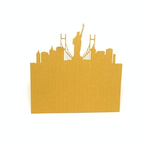 Nueva York City Skyline Place Cards/tarjetas de tienda de comida/tarjetas de asiento de boda/ tarjetas de nombre de la mesa/Carpa de la comida de la princesa /Fairy Tale baby shower