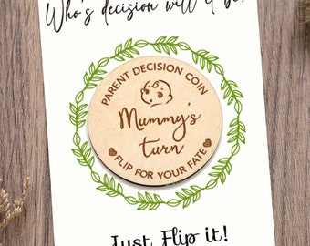 Moneda de decisión de padres, Moneda de turno de mamá, Moneda de decisión de pareja, Moneda de lanzamiento, Moneda divertida personalizada, Moneda de toma de decisiones, Regalo para baby shower