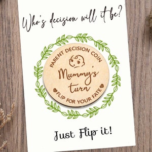 Parent Decision Coin,Mummuy&#39;s Turn Coin, Couples decision Coin, Flip coin, Personalised fun coin, Decision Making Coin, Baby Shower Gift