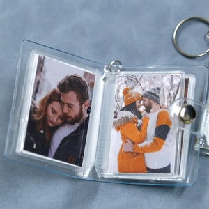 Mini álbum de fotos llavero, mini álbum de fotos personalizado, regalo de aniversario, álbum de mejores amigos, regalos conmemorativos, mini álbum transparente