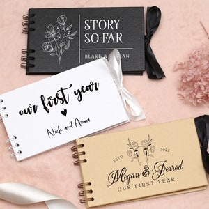Nuestro álbum de recortes del primer año, cuaderno del primer año, libro de diario personalizado para parejas, Smashbook, regalo de San Valentín, regalo de aniversario, 4,4" x 7,5"