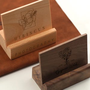 Wood Calendar Card Holder, Custom Engraved Calendar Card Stands, Walnut Card Holder, Postcard Holder, Postcard Display Holders, Photo Stands