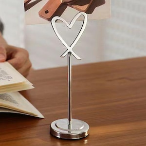 Heart Place card holder, Brass Card Stands, Wedding Table Decor, Display Holders,  Card Clips, photo stands, Heart holders, Stainless Holder