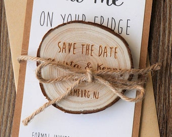 Rustic save the date magnets from DejavuWood