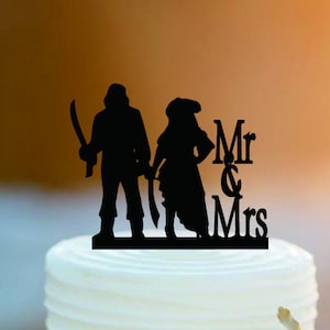 Customized Pirate Mr and Mrs Wedding Cake Topper /Personlized Bride And Groom Cake Topper/Pirate party