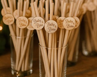 Personalized Drinking Straw with Heart Tags, Custom drinking straw, Wedding Drinking Straws, Paper Drinking Straws, Party Straws Supplies