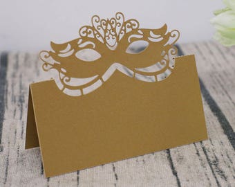 Mardi Gras Masquerade Place Cards/food tent cards/wedding sitting cards/ table Name cards/Masquerade Ball Seating Cards