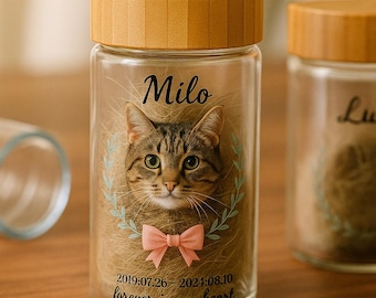 Cadeau personnalisé souvenir de chien, pot commémoratif en poils d'animal de compagnie personnalisé, pot souvenir en fourrure d'animal de compagnie avec portrait, cadeaux en cas de perte d'un animal de compagnie, cadeaux commémoratifs chien chat