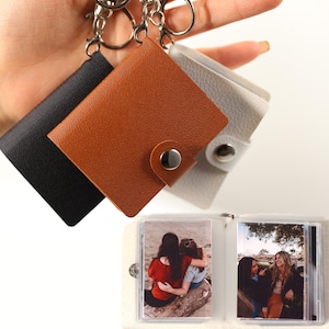Miniálbum con llavero de cuero de PU, miniálbum personalizado, regalo de aniversario, álbum de mejores amigos, regalos conmemorativos, álbum de fotos de recuerdos familiares