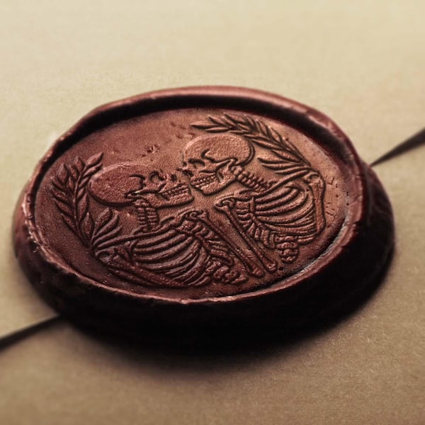 Sello de lacre de calavera, sello de lacre para amantes de las calaveras, sello para invitaciones de boda, sello de lacre para regalo, kit de sello de lacre vintage