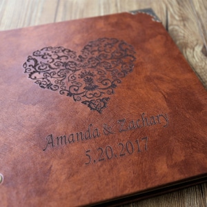 Álbum de fotos de boda personalizado con forma de corazón de 12 x 12 pulgadas / Libro de visitas de boda personalizado / Álbum de recortes de boda