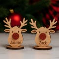 8cm Personalized Christmas Decor, Reindeer Family Name Sign, Farmhouse Table Setting, Wooden Place Card Holder, Holiday Gift for Family