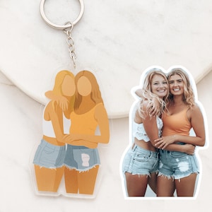 Personalized Photo Keychain, Best Friends Forever Photo Keychain, Customizable BFF Gift for Her, Soul Sister Gift, Bestie Galentine Gift