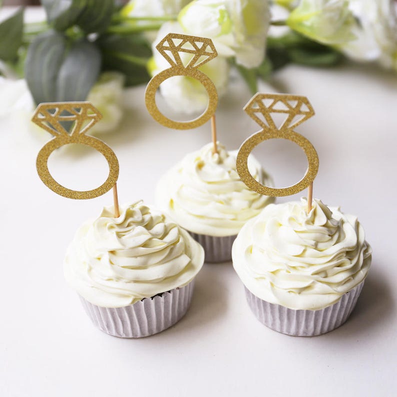 Diamond Rings cupcake Toppers /glitter gold wedding cake Etsy