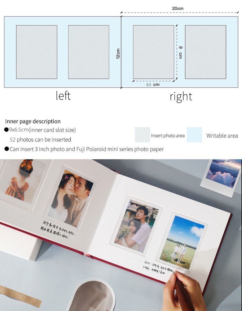 12 Colors 3 inch Instax Album, Memory Album, Writable Photo Album, Cloth Photo album, Instax Mini Films Album, Birthday Gift, Wedding Gift image 7