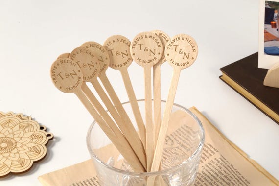 Custom Wooden Drink Stirrers, Personalized Drink Stirrer, Wood Cocktail Stirrers, Glass Swizzle Stirrer, Wedding Stirrer, Name Drink Stirrer