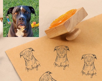 Custom Engraved Pet Stamp - Personalized Portrait of Your Beloved Dog Cat - Wood Mounted Rubber Stamp -  Memorial Gift for Pet Lovers