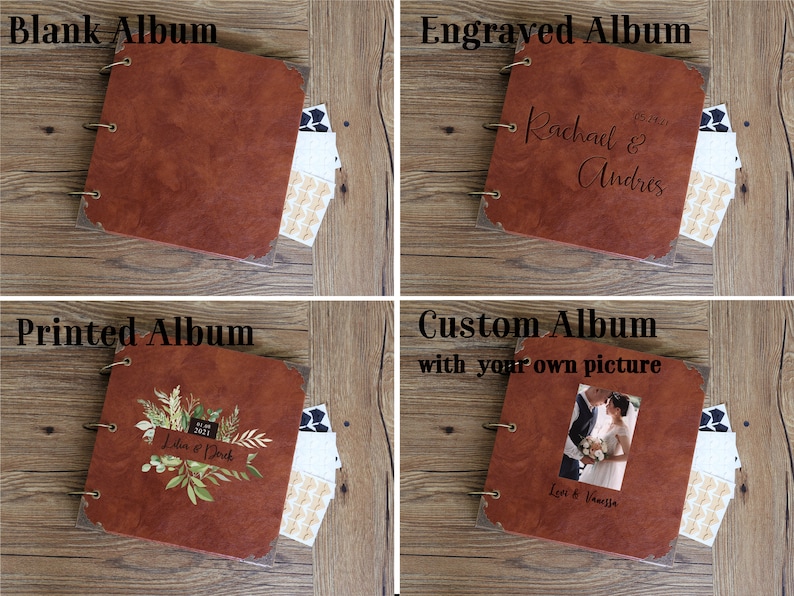 12x12 inches Personalized Engraved PU Leather Photo Album /Custom Family Tree Wedding Guest Book/wedding Scrapbook Bild 2