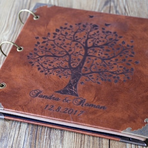 12x12 inches Personalized Engraved PU Leather Photo Album /Custom Family Tree Wedding Guest Book/wedding Scrapbook Bild 1