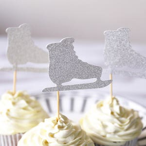 Schaatscupcaketoppers / Schaatsfeestje / Feestdecoratie / Verjaardagsdecor meisje