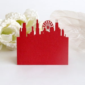 Cartões de lugar do horizonte de Chicago/cartões de roda gigante/cartões de tenda de comida/cartões de assento de casamento/cartões de nome de mesa/chá de bebê de conto de fadas