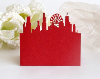 Chicago Skyline Tischkarten/Riesenrad-Karten/Tischkarten/Hochzeitskarten/Hochzeitskarten/Tischnamenkarten/Märchen-Baby shower