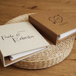 Álbum de fotos Kraft de 80 piezas de 5 x 7 pulgadas, álbum de recortes, álbum de recuerdos, álbum de fotos de boda, álbum de bolsillo personalizado, regalo de aniversario, álbum de lino