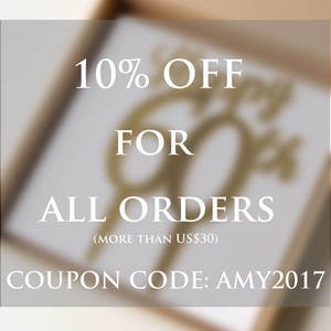 May include: A white text graphic on a blurred background with the text "10% OFF FOR ALL ORDERS (MORE THAN US$30) COUPON CODE: AMY2017".