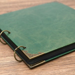 Álbum de fotos personalizado de cuero verde/Álbum de árbol genealógico personalizado/Álbum de fotos de la vida del árbol/Álbum de fotos verde oscuro/Libro de visitas con impresión dorada