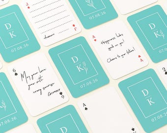 Personalized Wedding Playing Cards, Custom Monogram Guest Book Alternative, Guest Cards Deck, Personalized Party Favors, Fun Wedding Decor